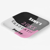 Pink, Schwarz und Weiß-Graduierungspartei pa Pappteller (Gewinkelt)