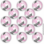 Pink-schwarz-Volleyball-Spieler nennt Set von 13 Aufkleber (Vorderseite)