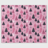 Pink & schwarz Weihnachtsbaumgeschenkpapier Geschenkpapier (Flach)