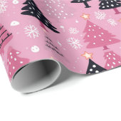 Pink & schwarz Weihnachtsbaumgeschenkpapier Geschenkpapier (Rolleneckpunkt)