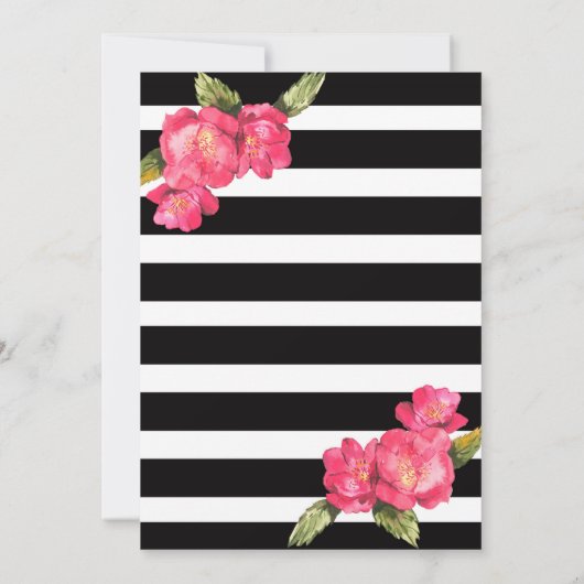 PInk Schwarz-weiß Bridal Dusche Einladung (Rückseite)