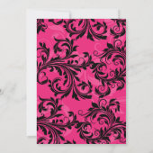 Pink Schwarz-weiß Candelier Scrolls Wedite Einladu Einladung (Rückseite)