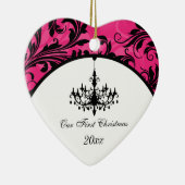 Pink Schwarz-weiß Chandelier Scroll 1. Weihnachten Keramikornament (Rechts)