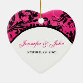 Pink Schwarz-weiß Chandelier Scroll 1. Weihnachten Keramikornament (Hinten)