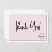 Pink Schwarz-weiß Company Logo Soziale Dankeschön Dankeskarte (Vorne/Hinten)