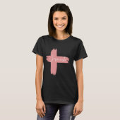 Pink Schwarz-weiß Cross Jesucristo T-Shirt (Vorne ganz)