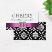 Pink Schwarz-weiß Damask Hochzeitsgetränk Bar Drin (Schreibtisch)