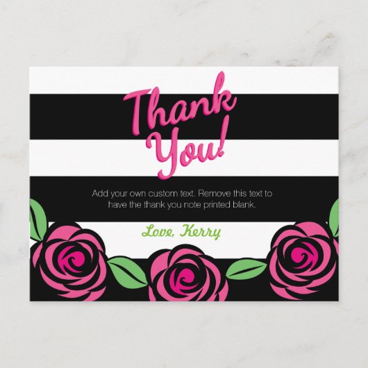 Pink, schwarz, weiß, danke Karten (Vorderseite)