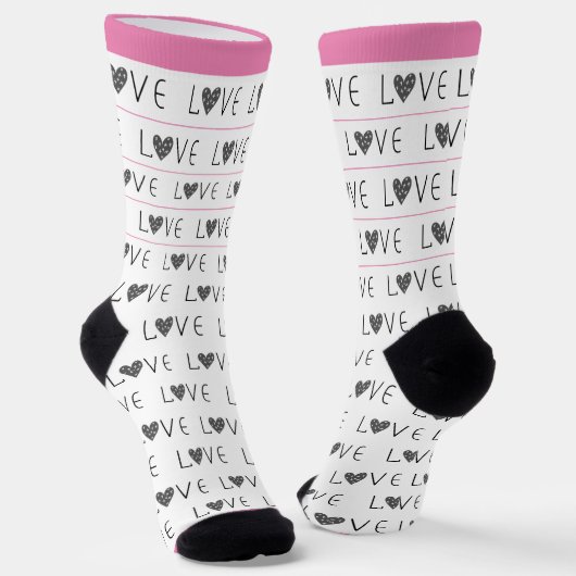 PINK SCHWARZ-WEISS DIN STRIPE MOTHER'S DAY MODERN SOCKEN (Gewinkelt)