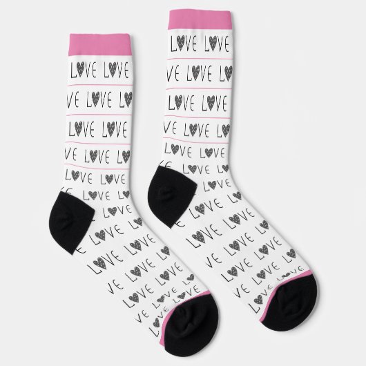 PINK SCHWARZ-WEISS DIN STRIPE MOTHER'S DAY MODERN SOCKEN (Rechts)