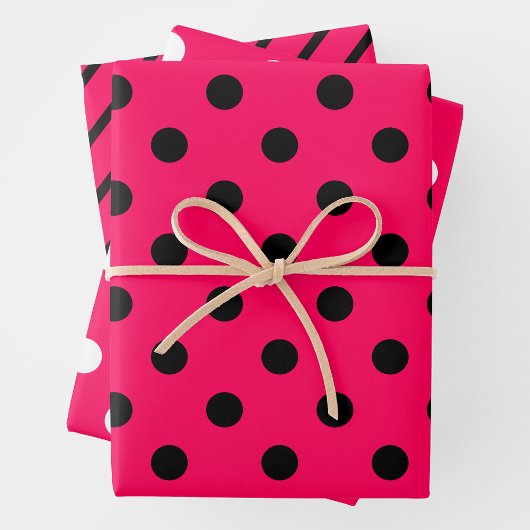 Pink, Schwarz & Weiß Geschenkpapier Set