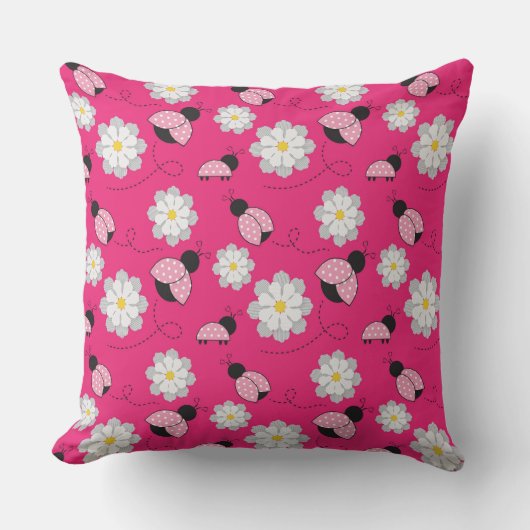 PINK SCHWARZ-WEISS LADYBUGS & WHITE DAISIES KISSEN (Vorderseite)