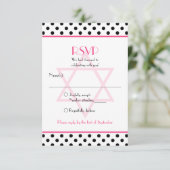 Pink Schwarz-weiß Polka Dot Bat Mitzvah Replik Car RSVP Karte (Stehend Vorderseite)