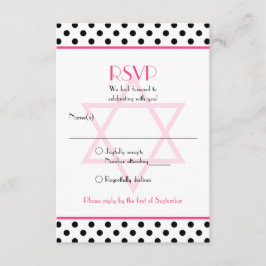 Pink Schwarz-weiß Polka Dot Bat Mitzvah Replik Car RSVP Karte