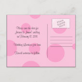 Pink Schwarz-weiß Polka Dot Save the Date Postkart Ankündigungspostkarte (Rückseite)