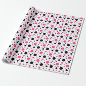 Pink Schwarz-weiß Polka Dots Geschenkpapier (Ungerollt)