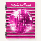 Pink Schwarz-weiß Stripe Disco Ball Spiralnotebook Notizblock (Vorderseite)
