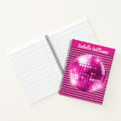 Pink Schwarz-weiß Stripe Disco Ball Spiralnotebook Notizblock (Innenseite)