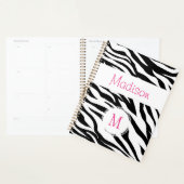 Pink Schwarz-weiß Zebra Animal Trendy Monogram Planer (Anzeige)