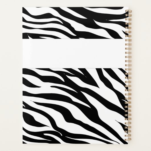 Pink Schwarz-weiß Zebra Animal Trendy Monogram Planer (Rückseite)