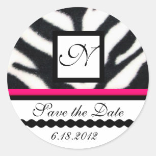 PINK SCHWARZ-WEISS ZEBRA FUR MONOGRAMM, Save the D Runder Aufkleber