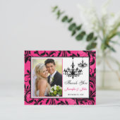 Pink Schwarz-weiße Kronleuchter Vielen Dank Post C Postkarte (Stehend Vorderseite)