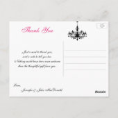 Pink Schwarz-weiße Kronleuchter Vielen Dank Post C Postkarte (Rückseite)