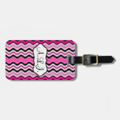 Pink, schwarz, weiße Streifen - Gepäckmarke Gepäckanhänger (Vorderseite horizontal)