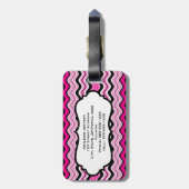 Pink, schwarz, weiße Streifen - Gepäckmarke Gepäckanhänger (Rückseite vertikal)