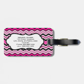 Pink, schwarz, weiße Streifen - Gepäckmarke Gepäckanhänger (Rückseite horizontal)