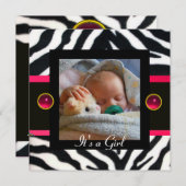 PINK SCHWARZ-WEISSE ZEBRA FUR Monogramm-Fotovorlag Einladung (Vorne/Hinten)