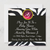 PINK SCHWARZ-WEISSE ZEBRA FUR Monogramm-Fotovorlag Einladung (Rückseite)