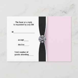 Pink-schwarze RSVP-Karte zum 16. Geburtstag RSVP Karte