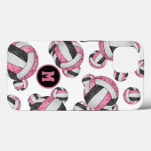 Pink schwarze Volleyballs Muster Mädchen Sportgesc Case-Mate iPhone Hülle (Rückseite (Horizontal))