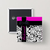 Pink-schwarzer Damast-Button Button (Vorne & Hinten)