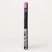 Pink-schwarzer Damast-Monogramm-Name Case-Mate iPhone Hülle (Hinten/Links)