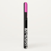 Pink-schwarzer Damast-Monogramm-Name Case-Mate iPhone Hülle (Hinten/Rechts)