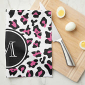 Pink-schwarzer Leopard-Tierdruck mit Monogramm Handtuch (Viertel Falte)