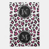 Pink-schwarzer Leopard-Tierdruck mit Monogramm Handtuch (Vertikal)