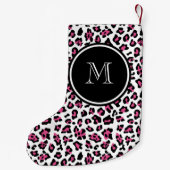 Pink-schwarzer Leopard-Tierdruck mit Monogramm Kleiner Weihnachtsstrumpf (Rückseite)