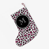 Pink-schwarzer Leopard-Tierdruck mit Monogramm Kleiner Weihnachtsstrumpf (Rückseite (Hängend))