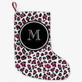 Pink-schwarzer Leopard-Tierdruck mit Monogramm Kleiner Weihnachtsstrumpf (Vorderseite)