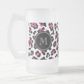 Pink-schwarzer Leopard-Tierdruck mit Monogramm Mattglas Bierglas (Links)