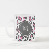 Pink-schwarzer Leopard-Tierdruck mit Monogramm Mattglastasse (Links)