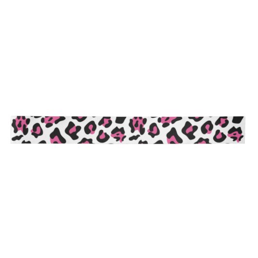Pink-schwarzer Leopard-Tierdruck-Muster Satinband (Vorderseite)
