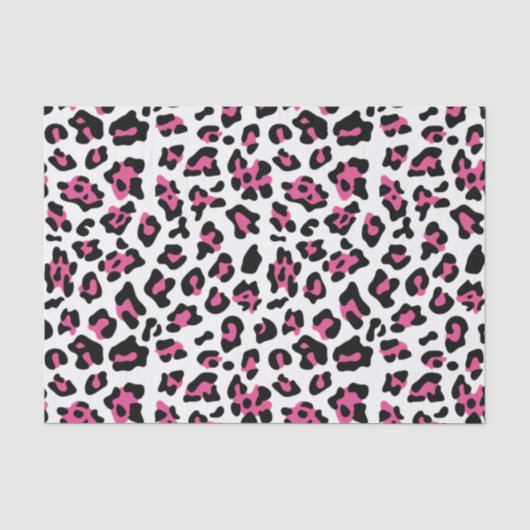 Pink-schwarzer Leopard-Tierdruck-Muster Seidenpapier (Vorderseite)
