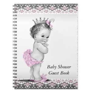 Pink-schwarzes Gästebuch für Baby-Partys Notizblock
