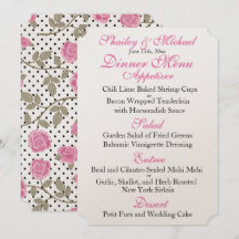Pink/Schwarzes HOCHZEITSEMPFANGS-MENÜ