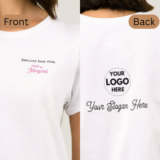 Pink-Schwarzes Mitarbeiter-Name-Logo-Friseursalon T-Shirt