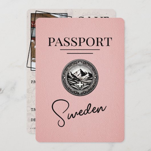 Pink Schweden Pass Save the Date (Vorne/Hinten)